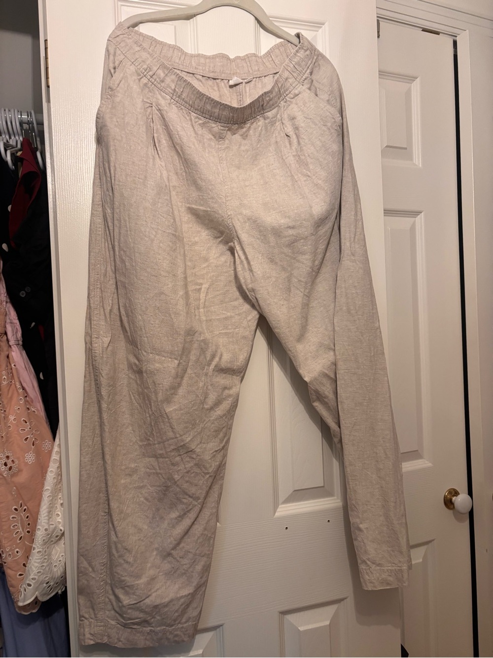 Women's Gap barrel leg Linen Blend Pants - Cream